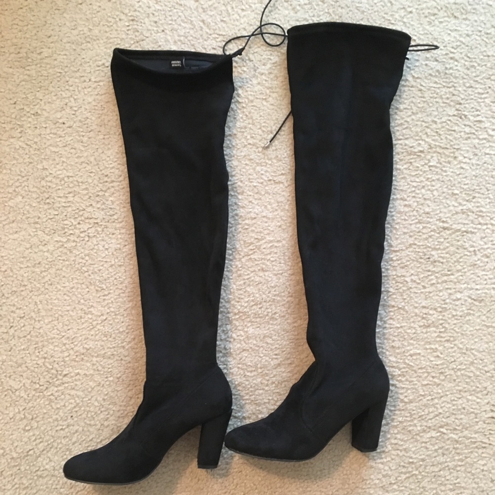 Black Over-the-knee Boots, Size 10